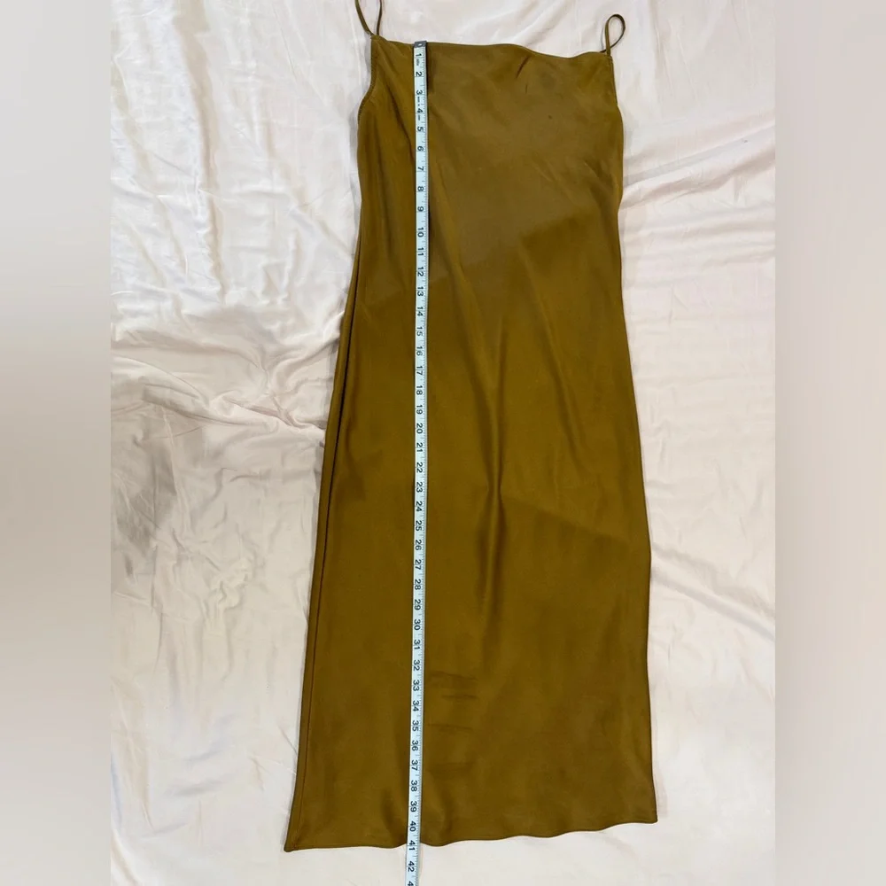 Fleur du Mal Satin Slip Midi Dress in Metallic Gold - Picture 3 of 6